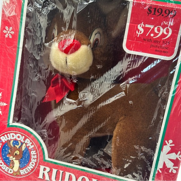 Applause Rudolph The Red Nosed Reindeer Plush Christmas 10in Damaged Box Vintage - Picture 8 of 11
